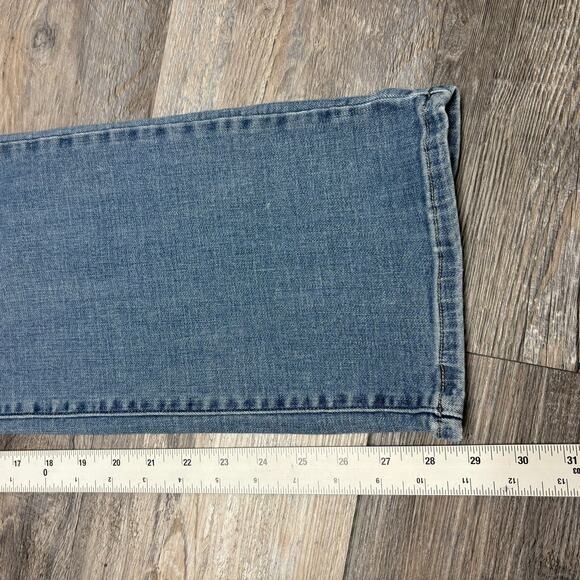 Levis 505 Faded Blue Womens 16S 33x29 Straight Stretch Denim Jeans Red Tab EUC - Picture 9 of 14